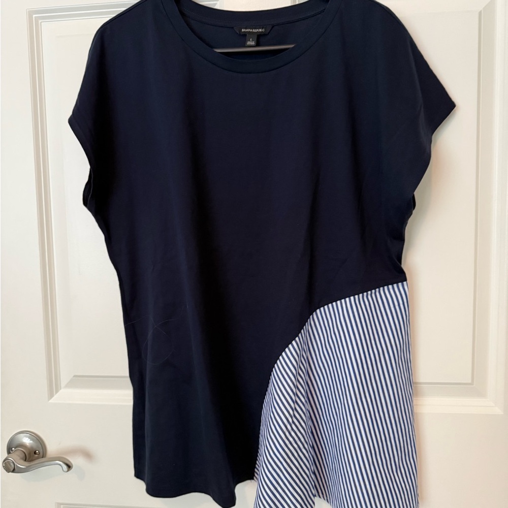 Banana Republic Blue Asymmetrical Short Sleeve Tee